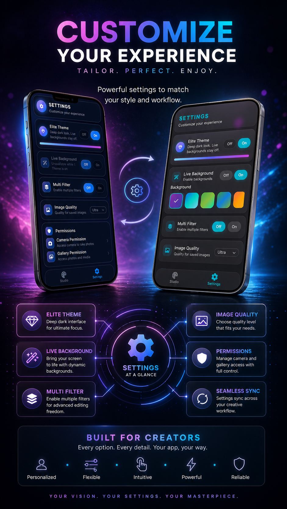 App settings and themes