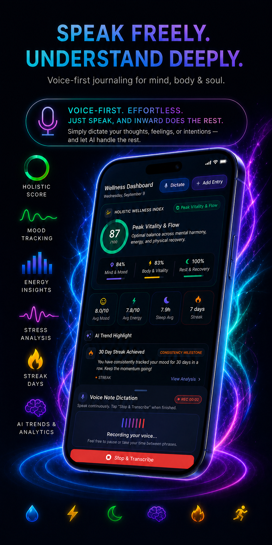Voice note dictation screen
